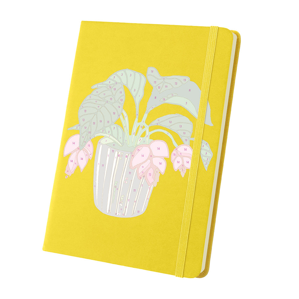 Carnet Plantes Vertes en Pot à Fleurs Rouges Peinture par Numéros