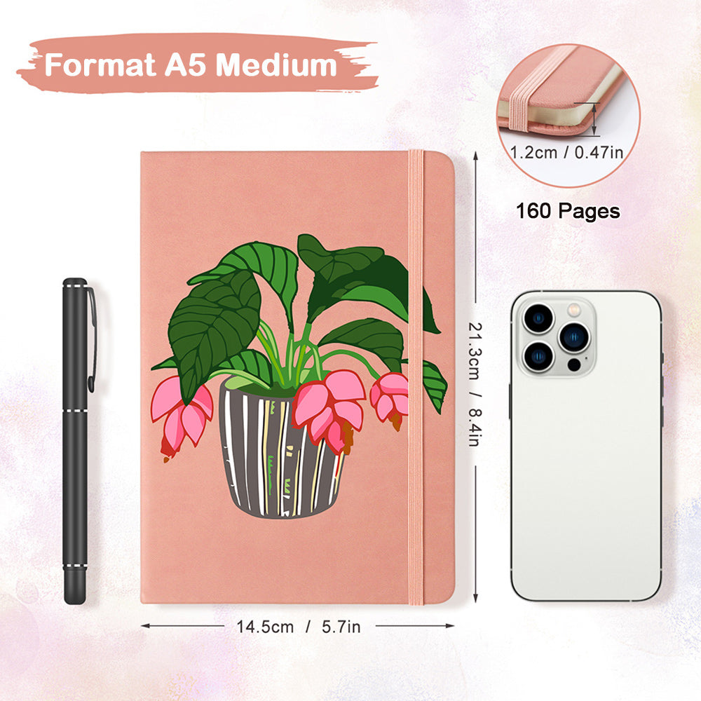 Carnet Plantes Vertes en Pot à Fleurs Rouges Peinture par Numéros