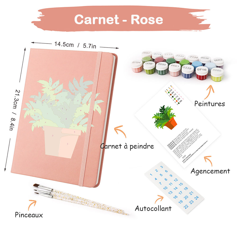 Carnet Plantes Vertes en Pot Peinture par Numéros