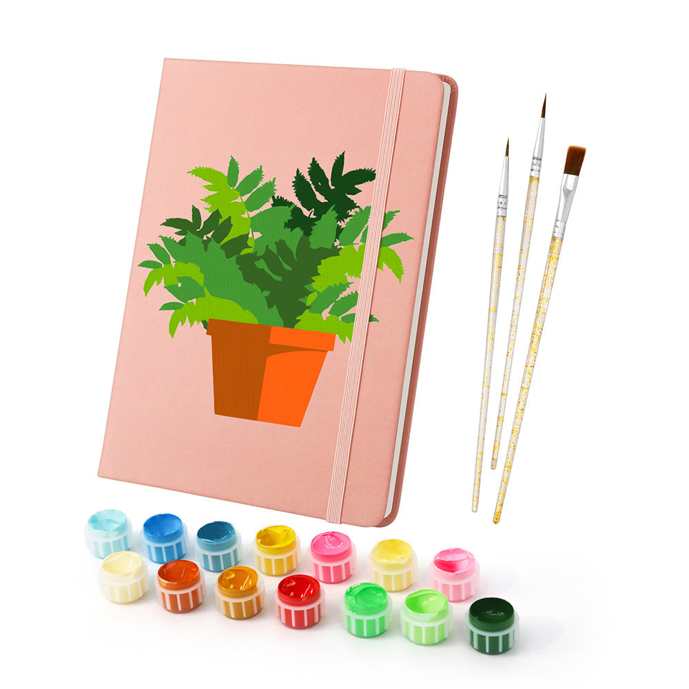 Carnet Plantes Vertes en Pot Peinture par Numéros