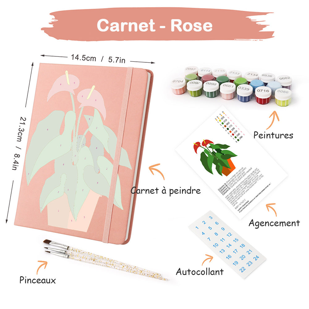 Carnet Plantes Vertes Fleuries en Pot Peinture par Numéros