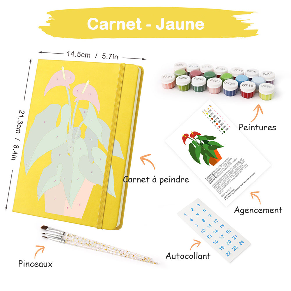 Carnet Plantes Vertes Fleuries en Pot Peinture par Numéros