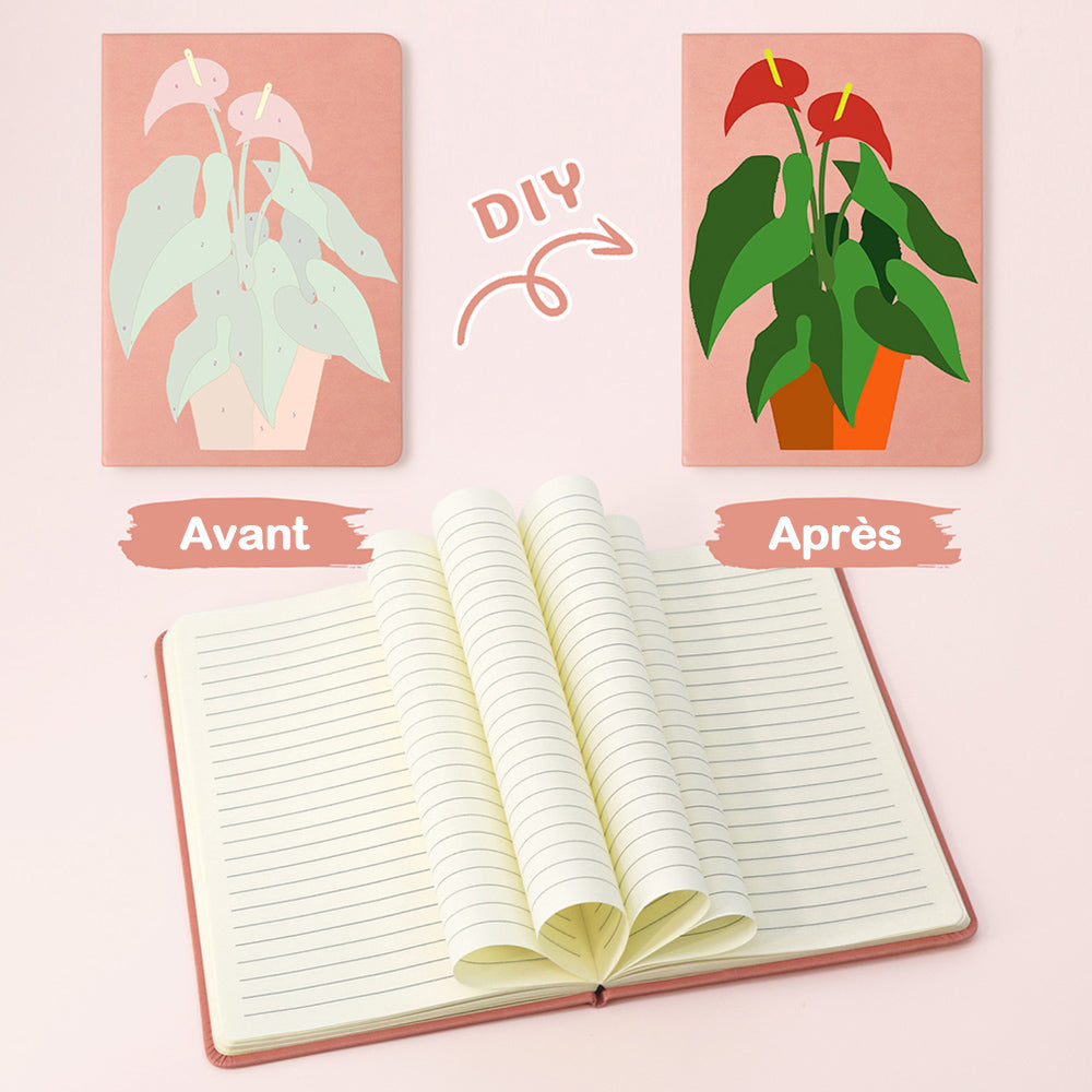 Carnet Plantes Vertes Fleuries en Pot Peinture par Numéros