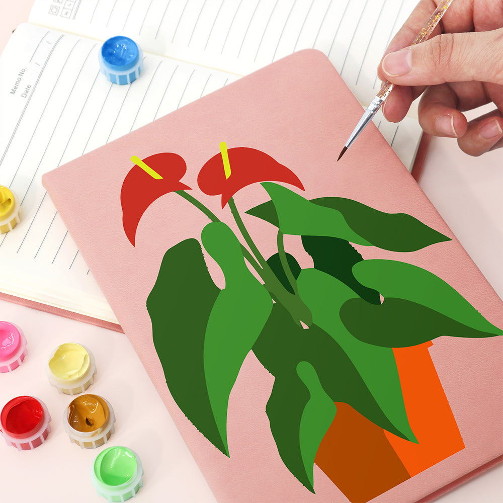 Carnet Plantes Vertes Fleuries en Pot Peinture par Numéros
