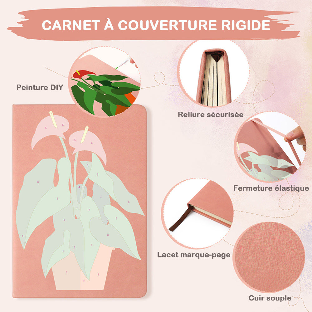Carnet Plantes Vertes Fleuries en Pot Peinture par Numéros