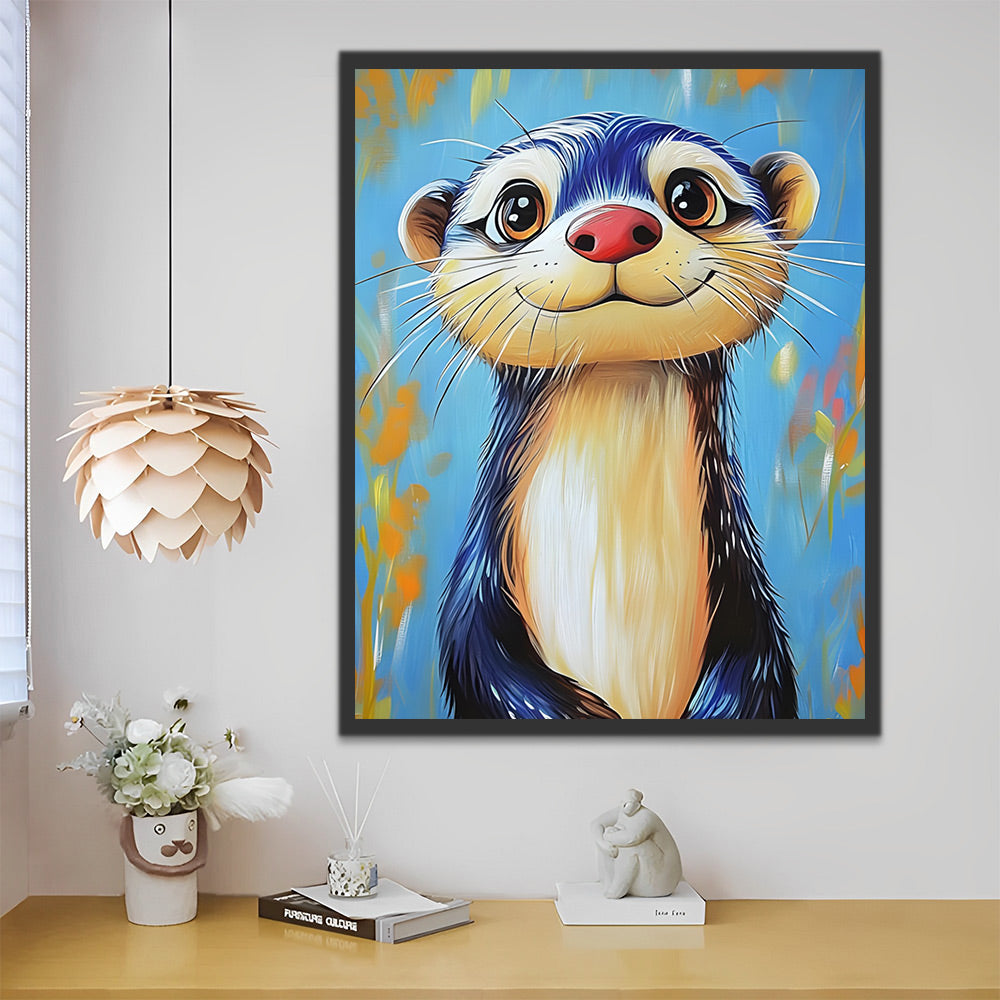 Castor de Cartoon Souriant Peinture par Numéros