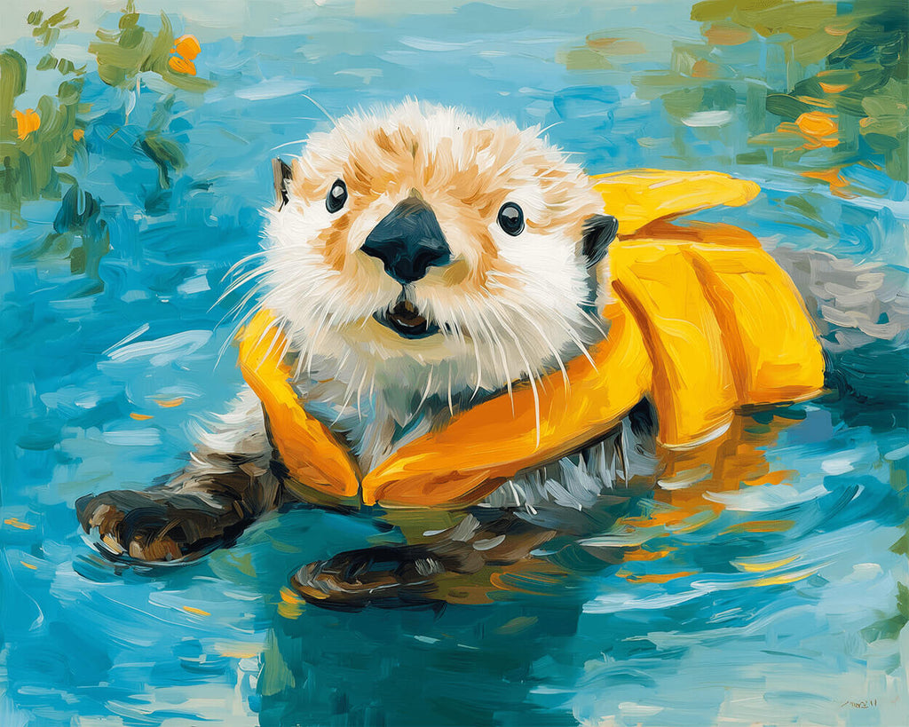 Castor en Gilet de Sauvetage Jaune Peinture par Numéros