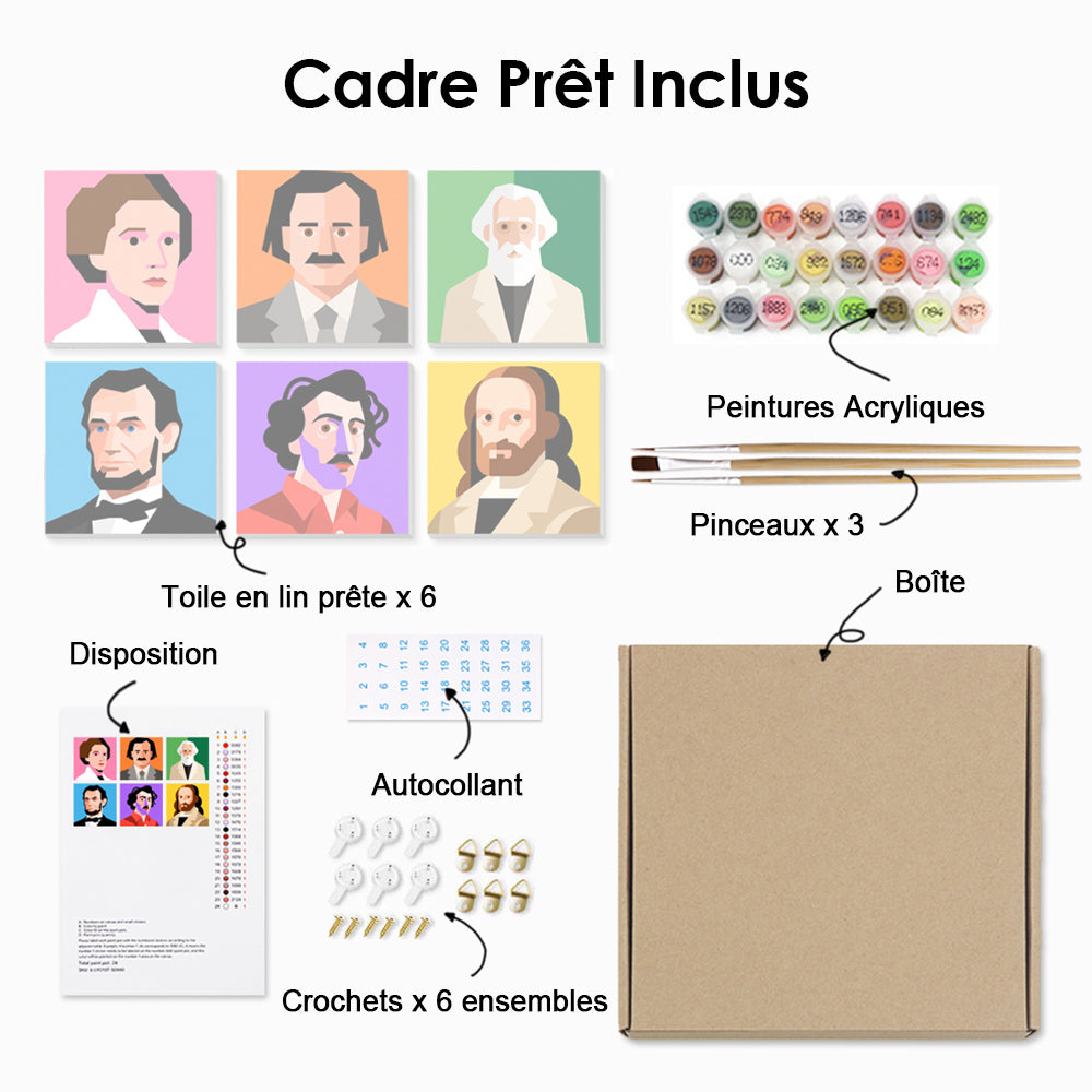 Célébrités Mondiales 6 Mini Peintures par Numéros