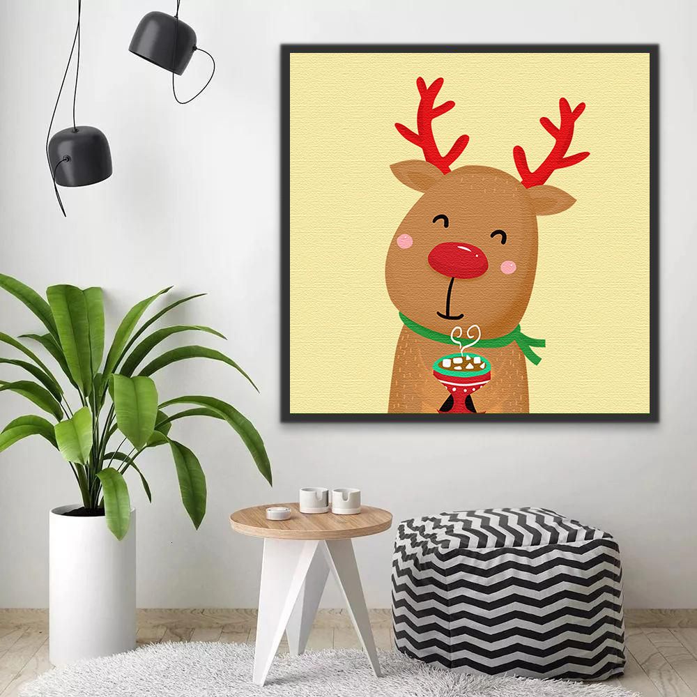 Cerf de Noël Cartoon Enfants Peinture par Numéros