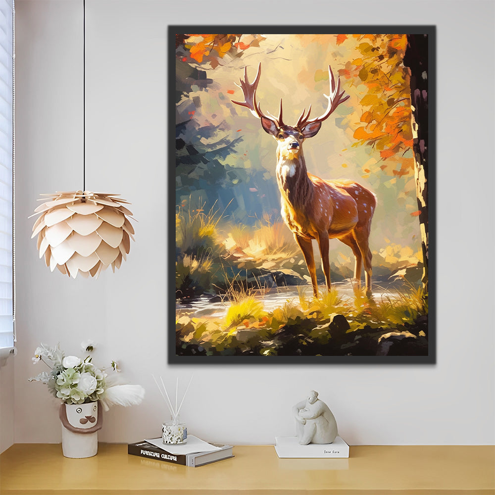 Cerf sous Soleil Peinture par Numéros