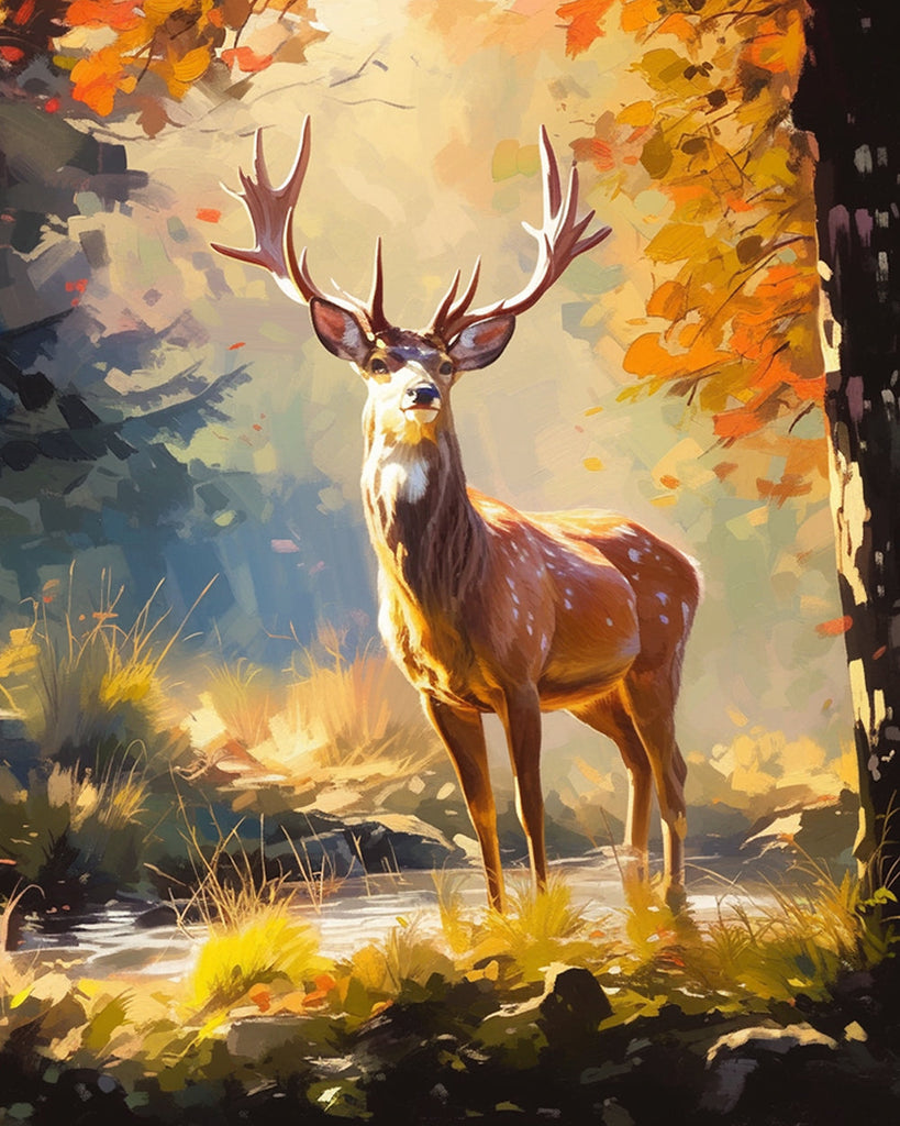 Cerf sous Soleil Peinture par Numéros