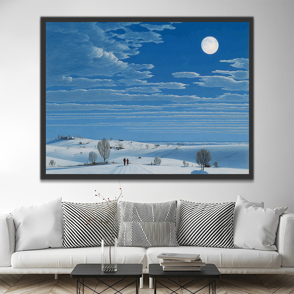 Champ de Neige Calme et Désert sous le Ciel Bleu Peinture par Numéros