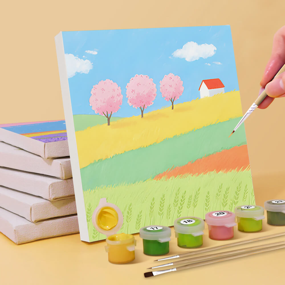 Champs Colorés à Travers les Quatre Saisons 6 Mini Peintures par Numéros