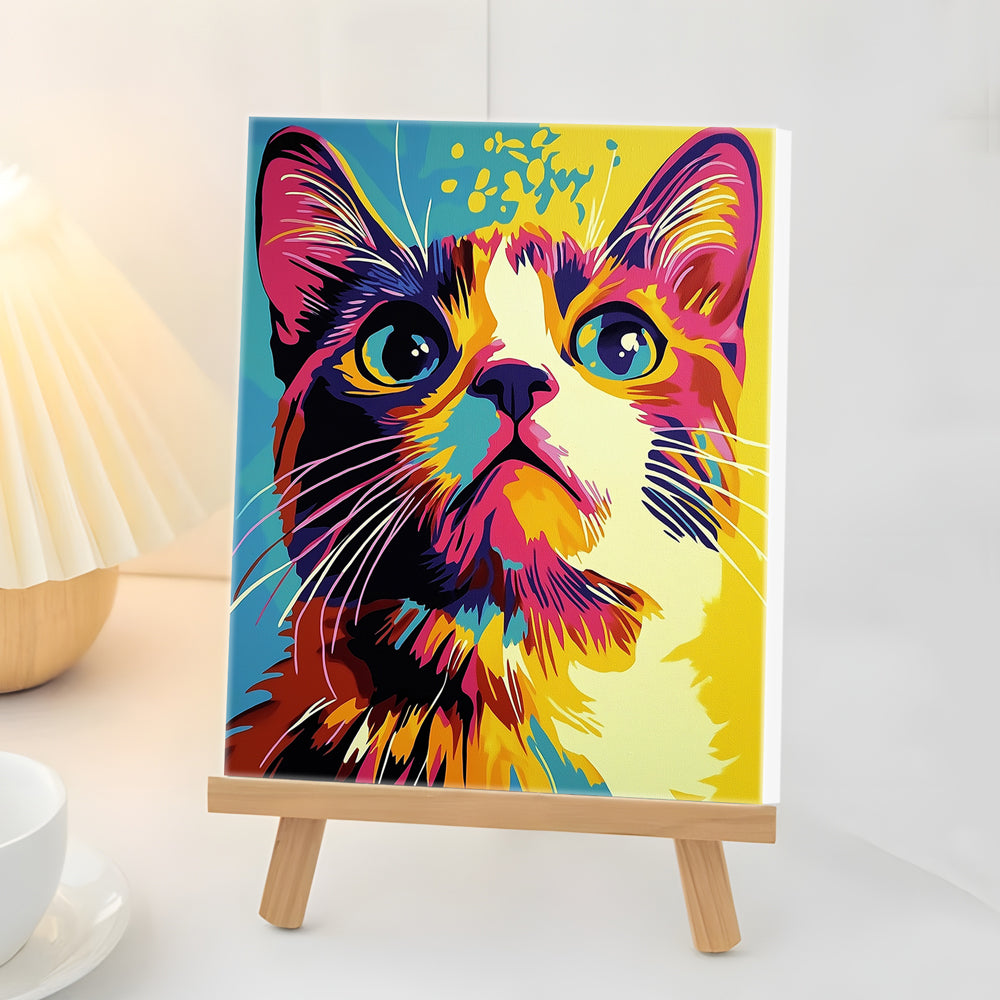 Chat À Poil Court Rempli de Curiosité Mini Peinture par Numéros