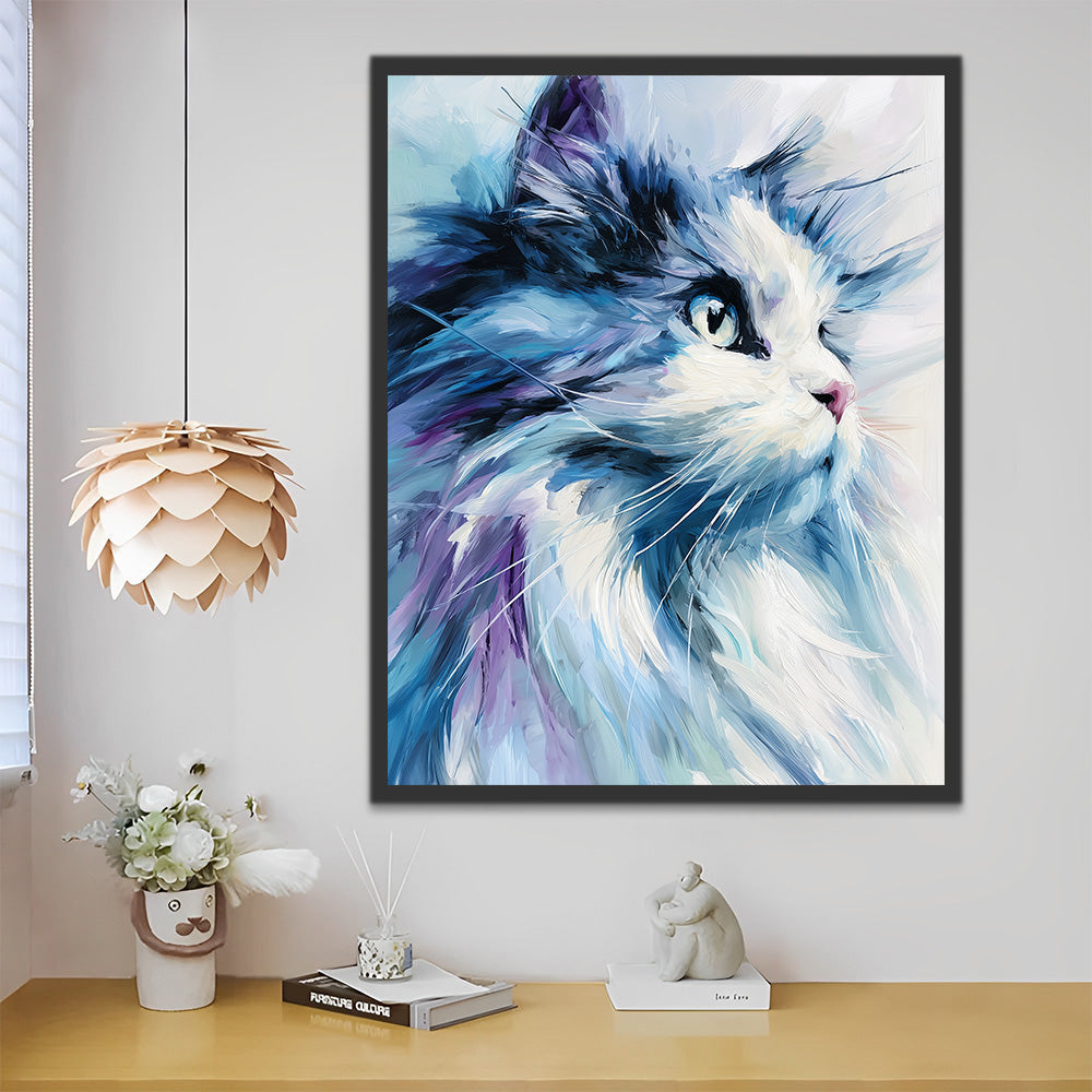 Chat à Poil Long Concentré Peinture par Numéros