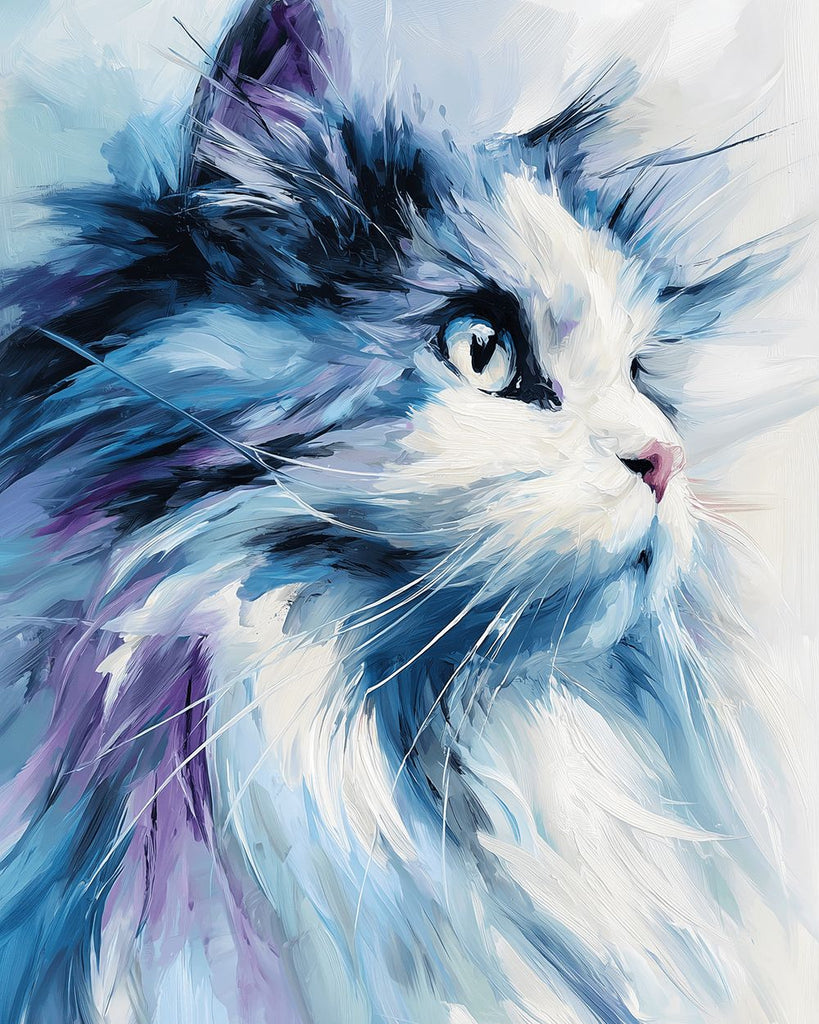 Chat à Poil Long Concentré Peinture par Numéros