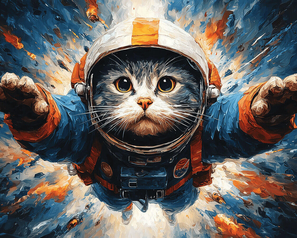 Chat Astronaute dans le Big Bang Peinture par Numéros