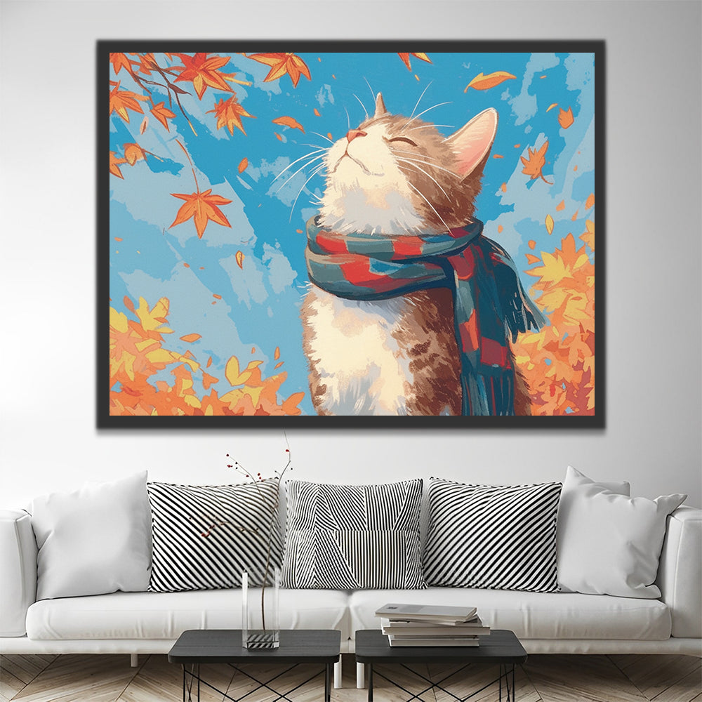 Chat Automne Peinture par Numéros