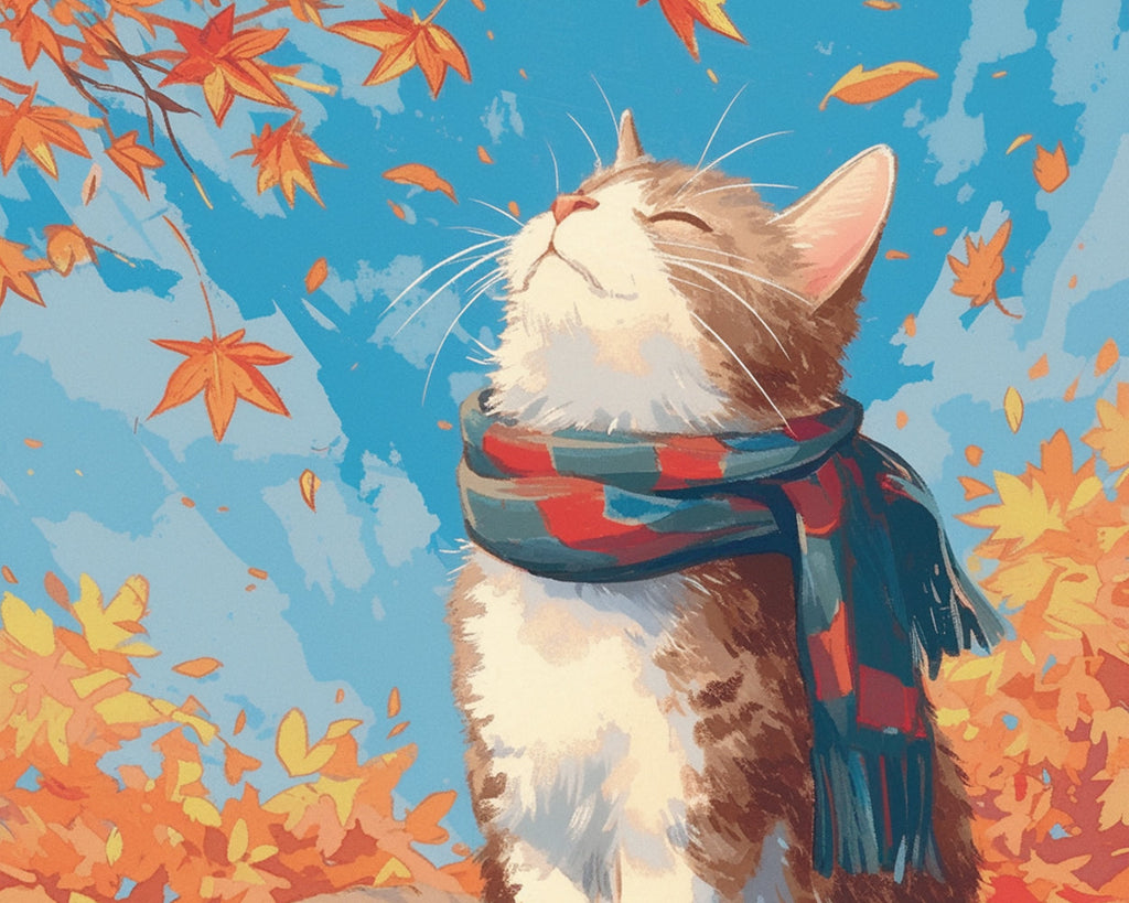 Chat Automne Peinture par Numéros