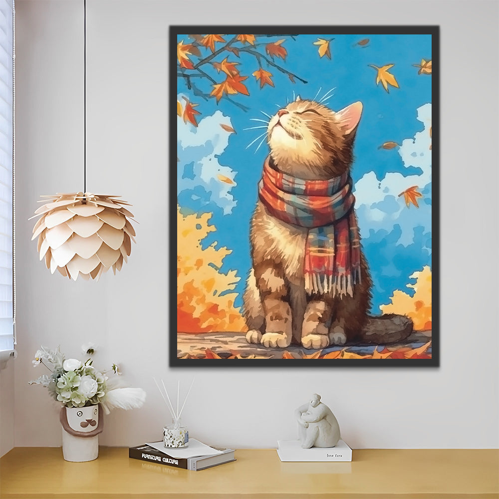 Chat avec Cache-Nez Peinture par Numéros