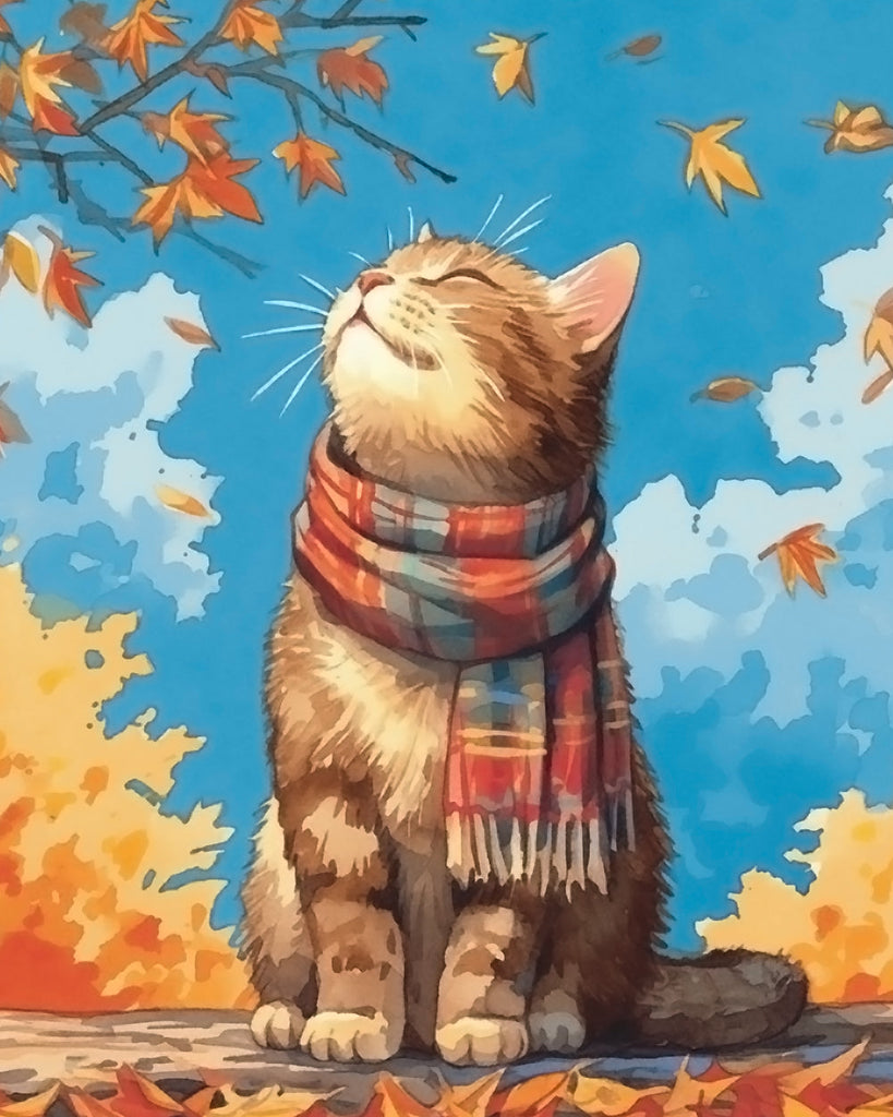 Chat avec Cache-Nez Peinture par Numéros