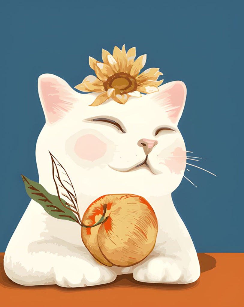 Chat Blanc et Pêche Peinture par Numéros