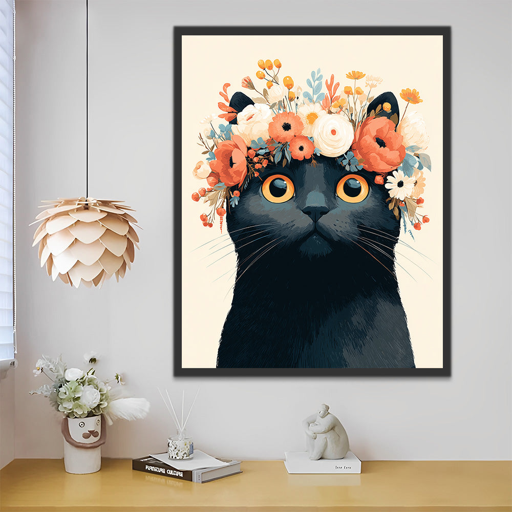 Chat Noir avec une Couronne Peinture par Numéros