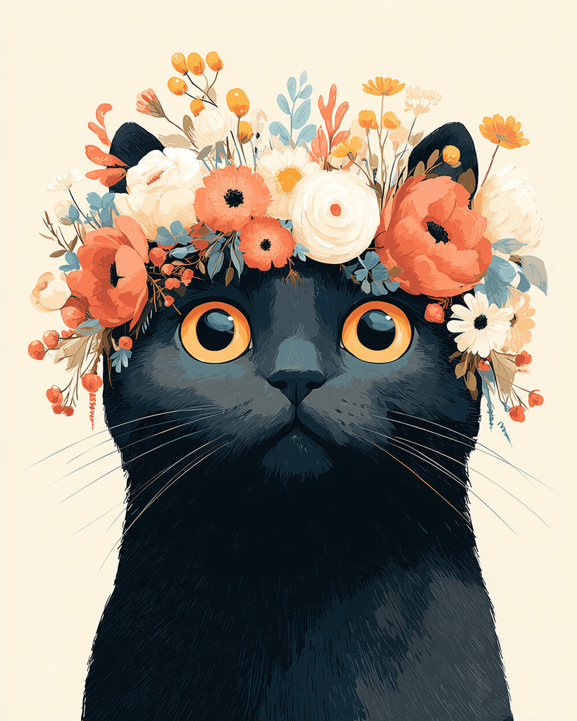Chat Noir avec une Couronne Peinture par Numéros