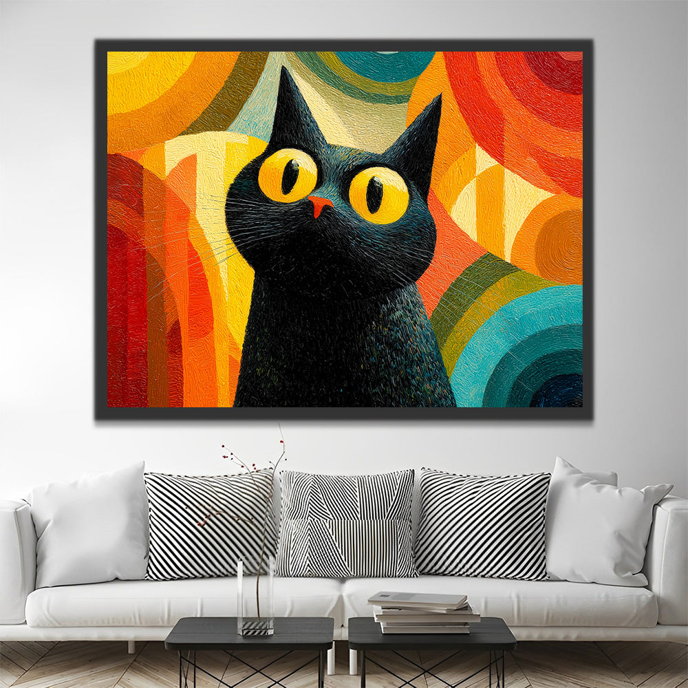Chat Noir Choqué Peinture par Numéros