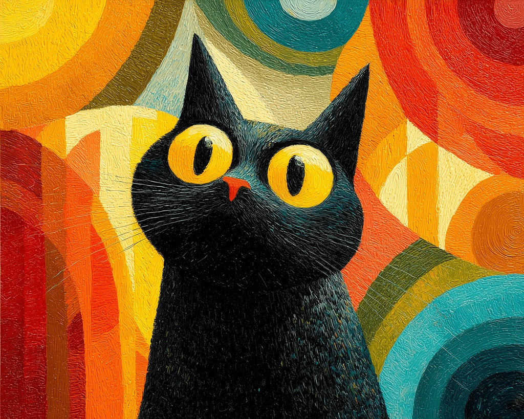 Chat Noir Choqué Peinture par Numéros