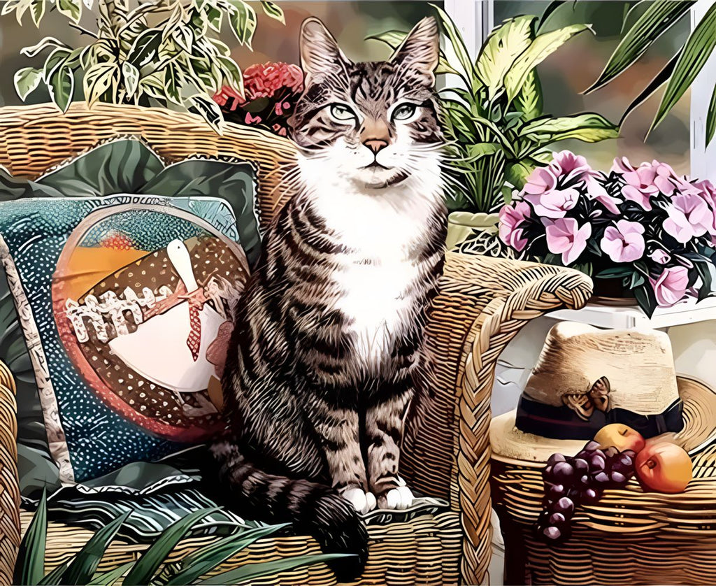 Chat Rayé Elégant Peinture par Numéros