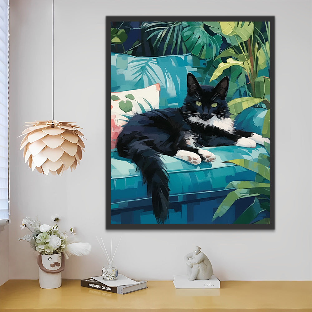 Chat sur Canapé Peinture par Numéros