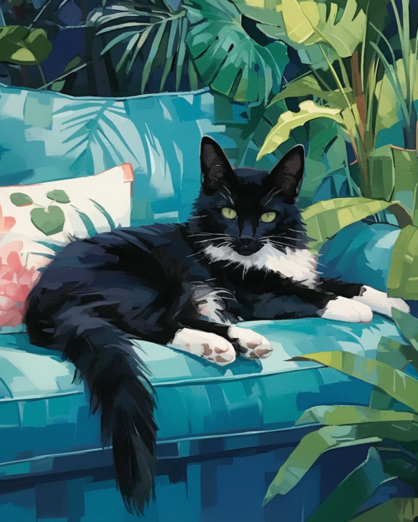 Chat sur Canapé Peinture par Numéros