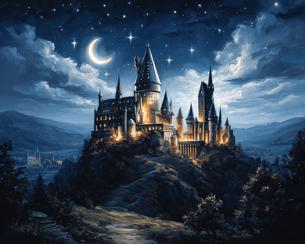 Château de Montagne sous les Étoiles Peinture par Numéros