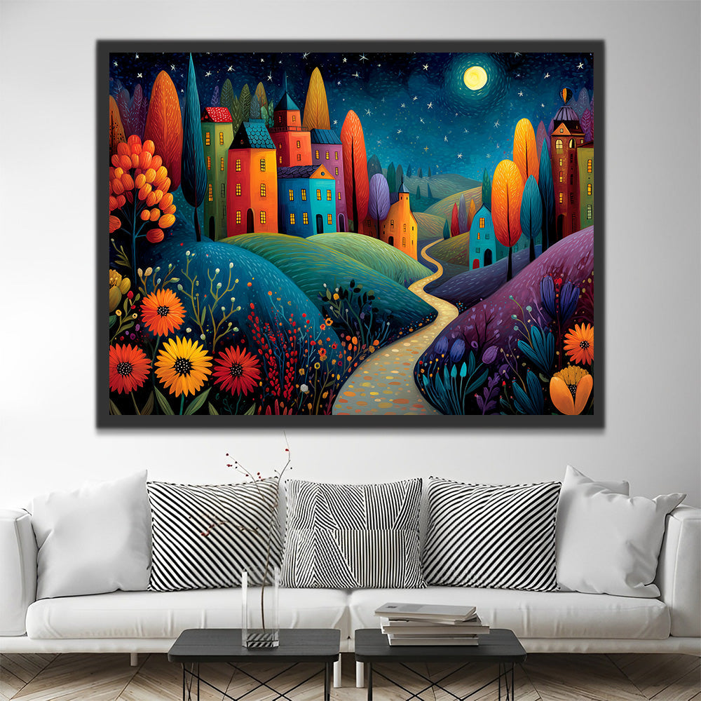 Château de Rêve au Clair de Lune Peinture par Numéros