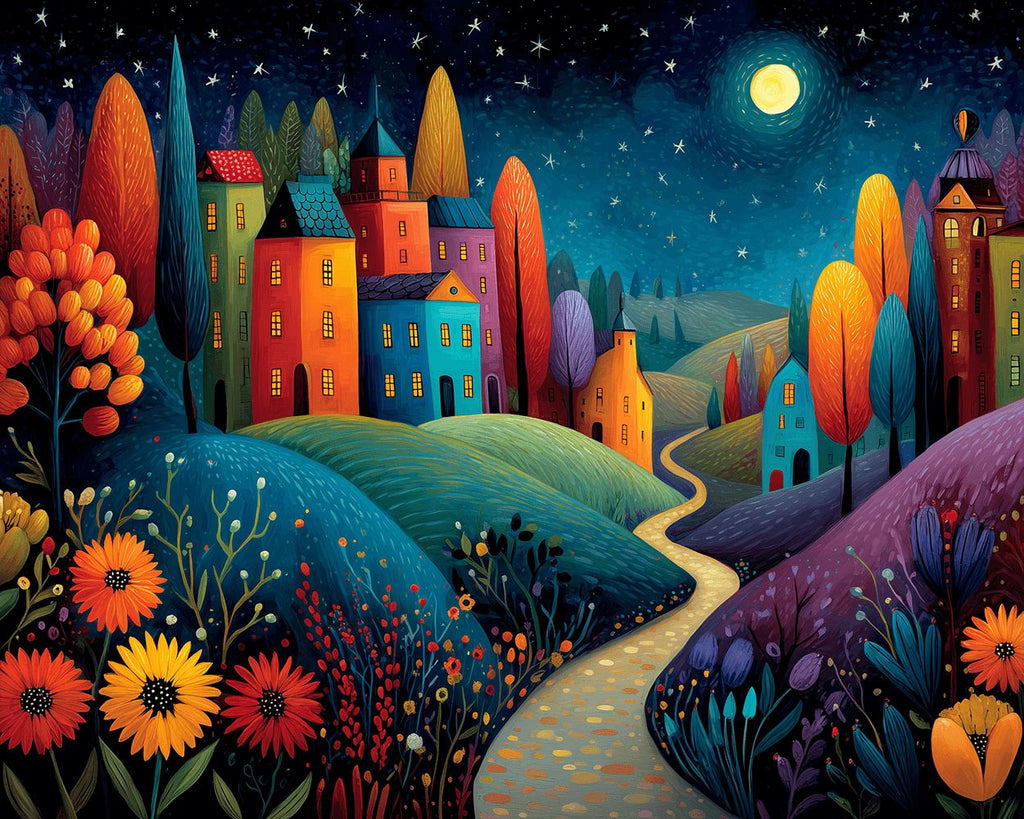 Château de Rêve au Clair de Lune Peinture par Numéros