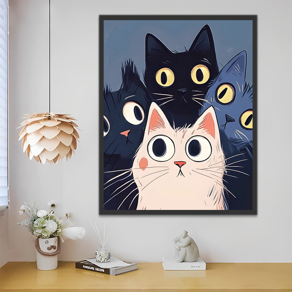 Chats aux Yeux Écarquillés Peinture par Numéros