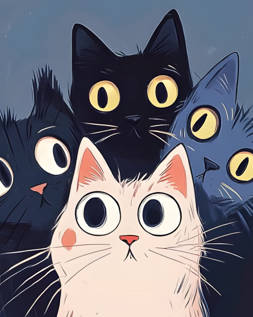 Chats aux Yeux Écarquillés Peinture par Numéros
