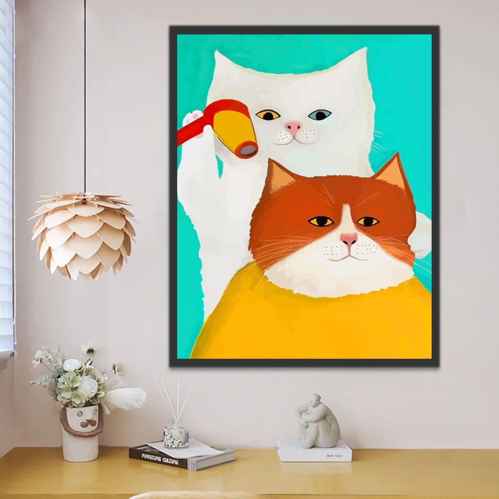 Chats Faisant Coiffer Peinture par Numéros