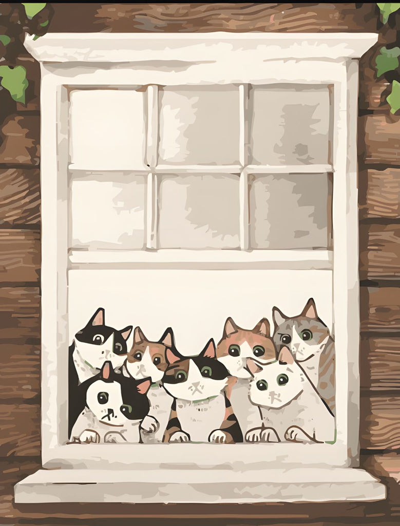 Chats Près de la Fenêtre Peinture par Numéros
