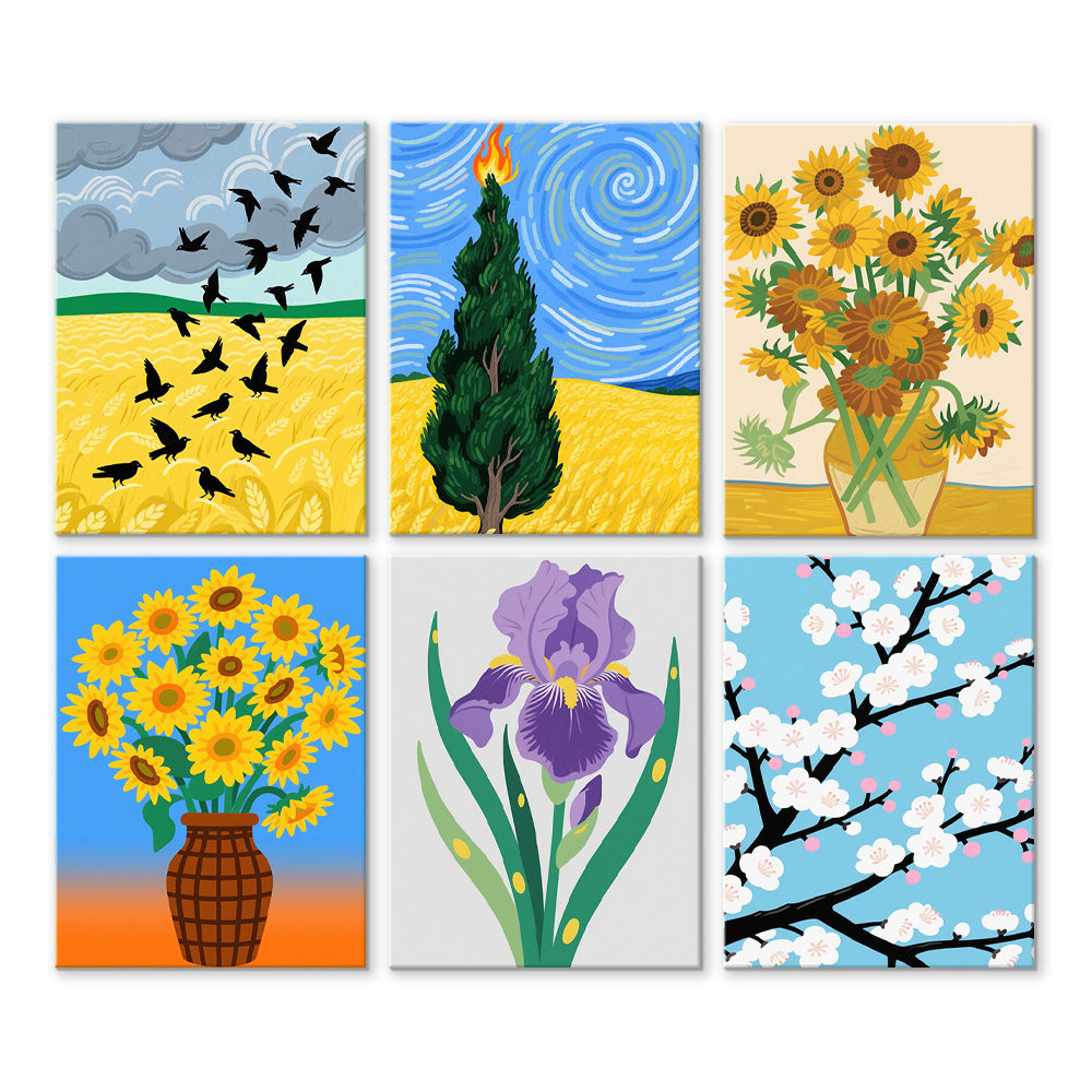 Chefs-d'œuvre de Van Gogh 6 Mini Peintures par Numéros