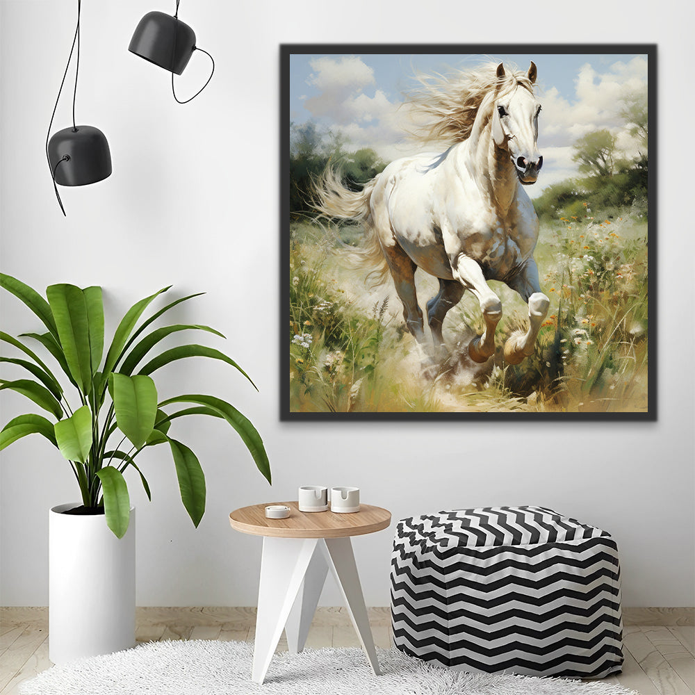 Cheval Blanc Peinture par Numéros PBNLOMAYF12