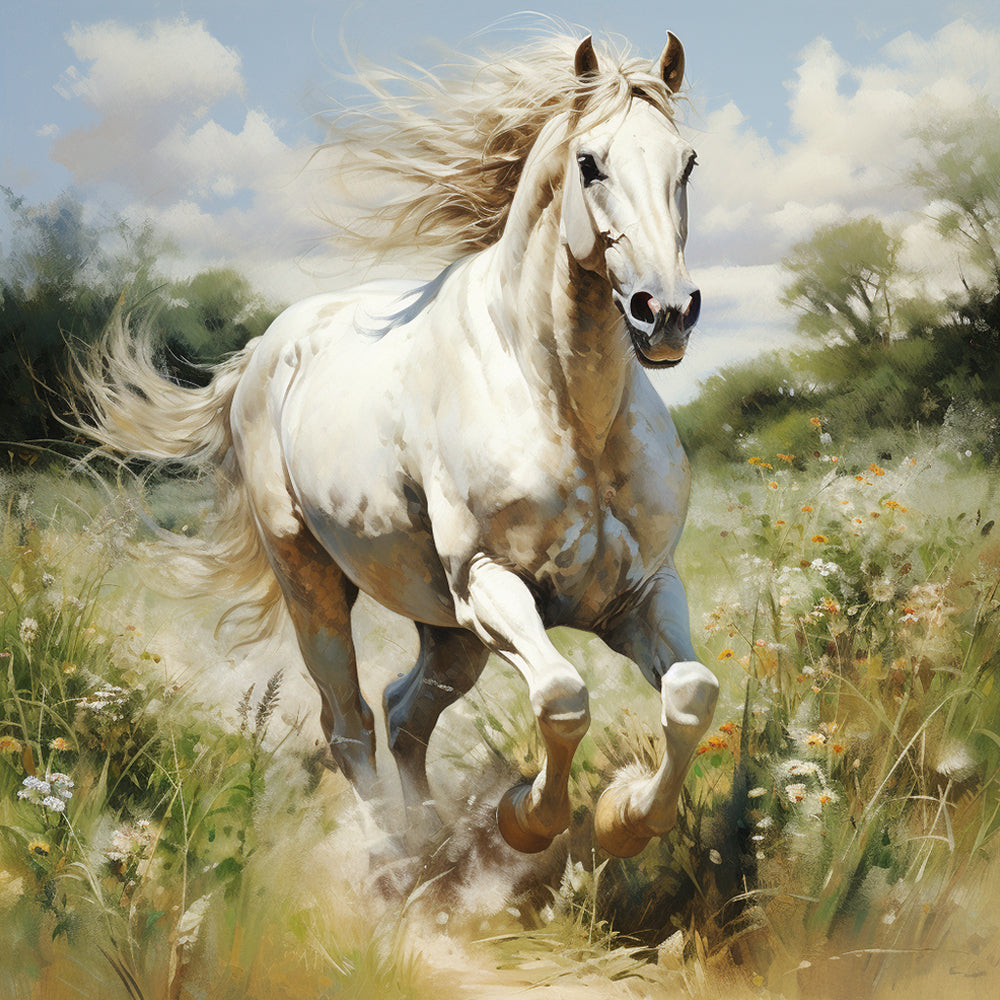 Cheval Blanc Peinture par Numéros PBNLOMAYF12