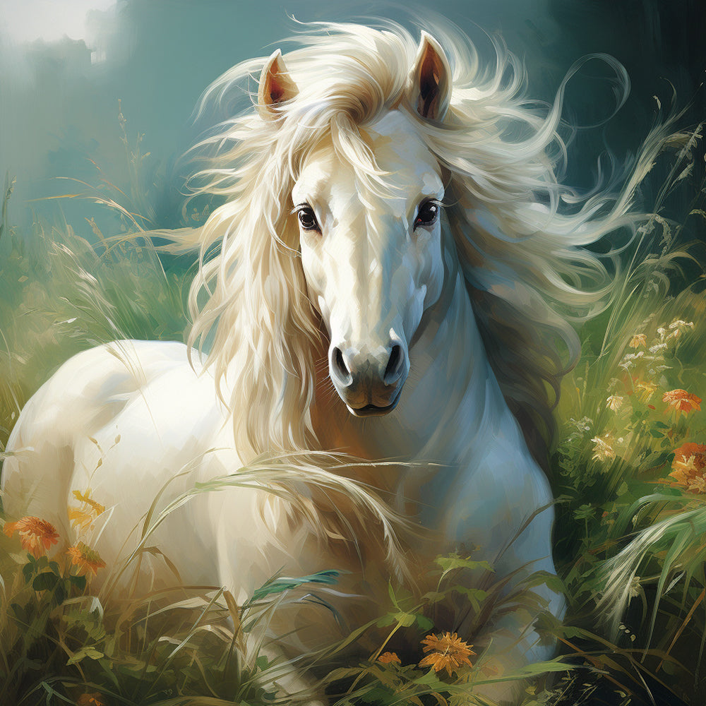 Cheval Blanc Peinture par Numéros