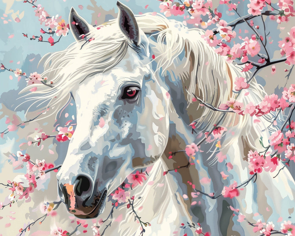Cheval et Fleurs Peinture par Numéros