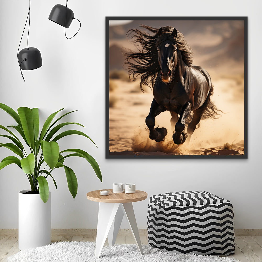Cheval Noir Peinture par Numéros