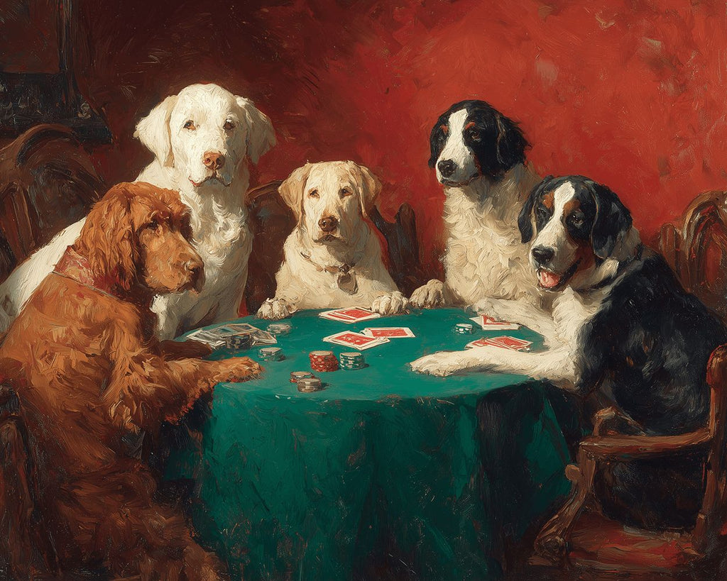 Chiens Jouant au Poker et Jouant aux Jeux d’Argent Peinture par Numéros