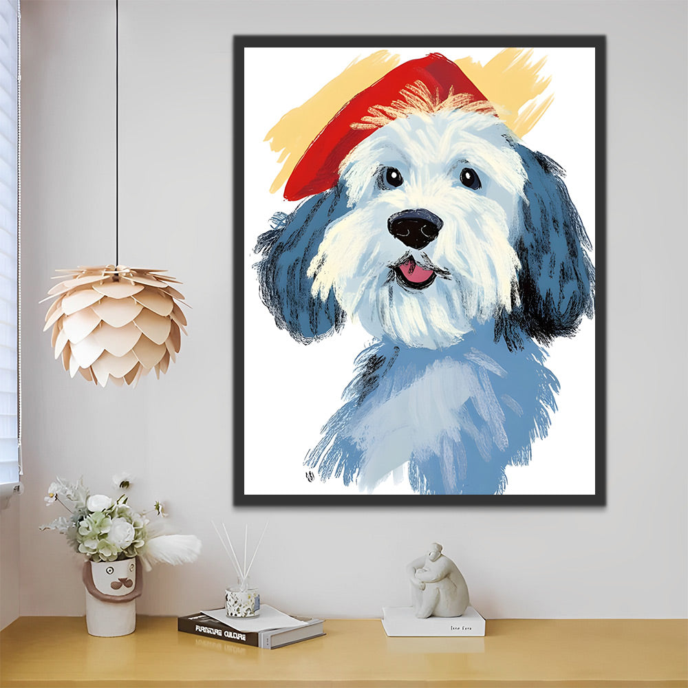 Chiot Portant un Chapeau Peinture par Numéros