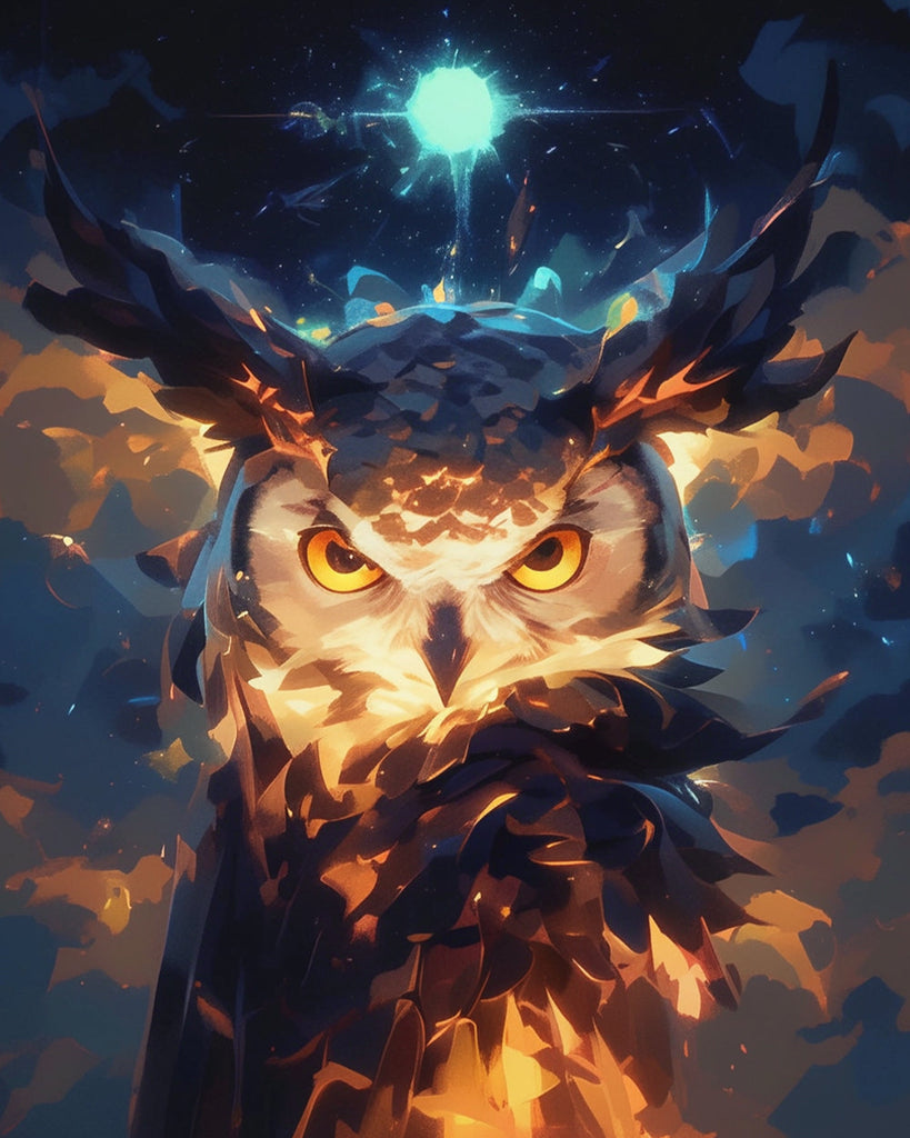 Chouette et Lune Peinture par Numéros