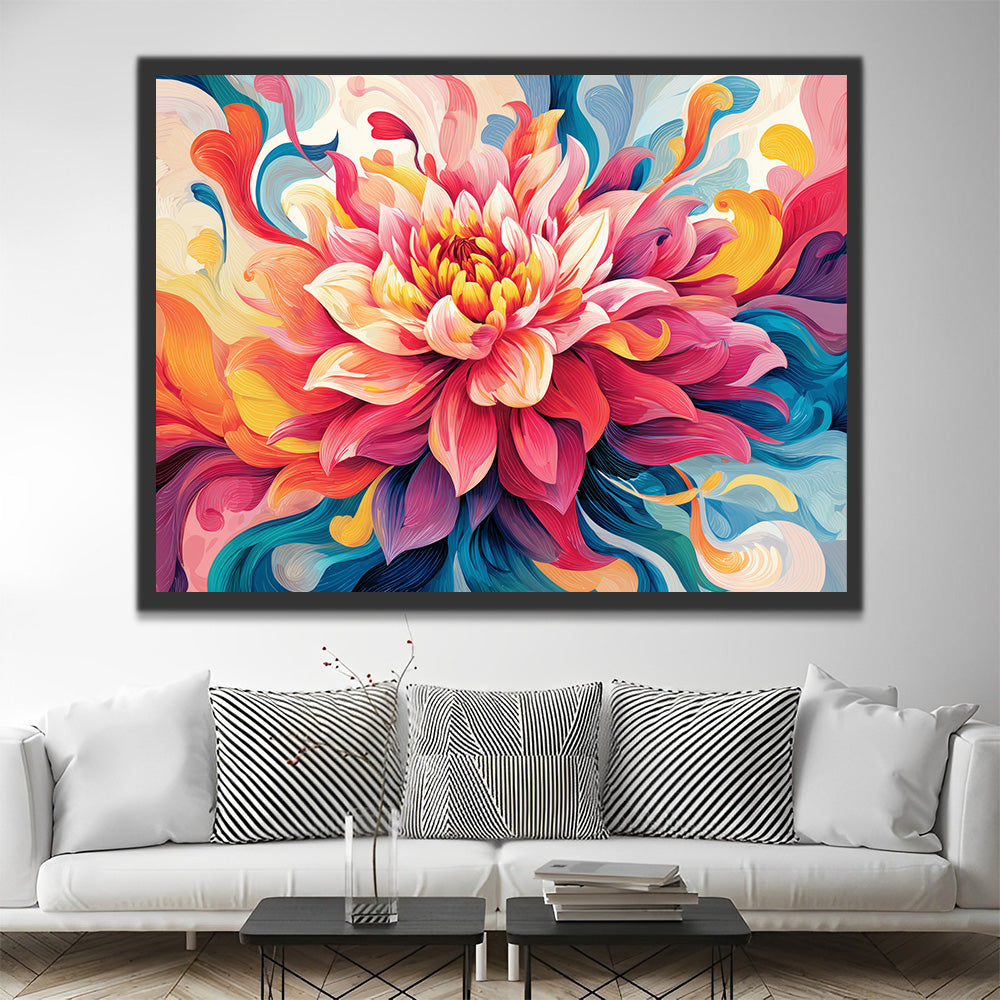 Chrysanthème Abstrait Complet Peinture par Numéros
